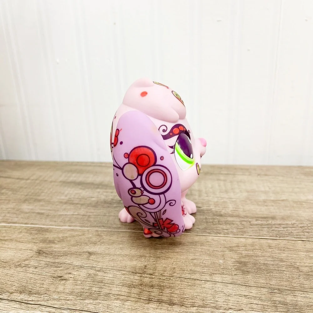 Littlest Pet Shop Deco Pet Bunny Rabbit Pink Floral Large Figure 2008 Hasbro